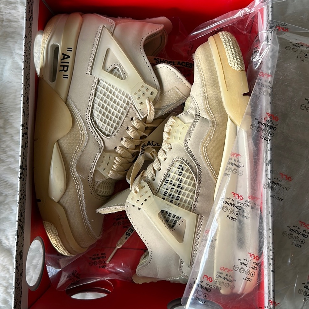 women’s jordan 4’s off white sail color way